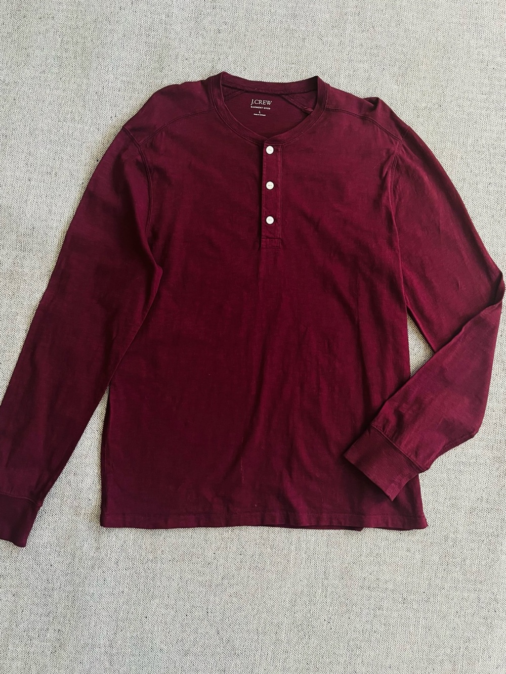 J. Crew Men’s sz L Burgundy Long-Sleeve Henley Tee
